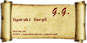Gyaraki Gergő névjegykártya