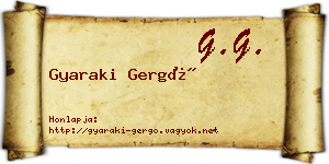 Gyaraki Gergő névjegykártya